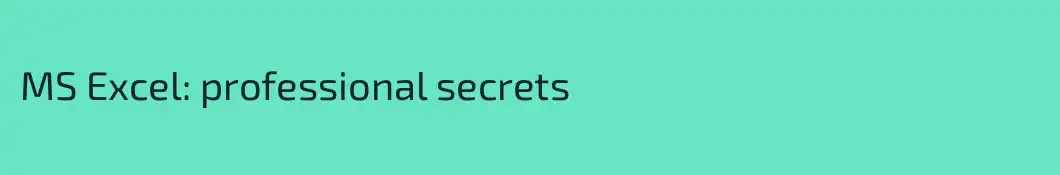 MS Excel: professional secrets